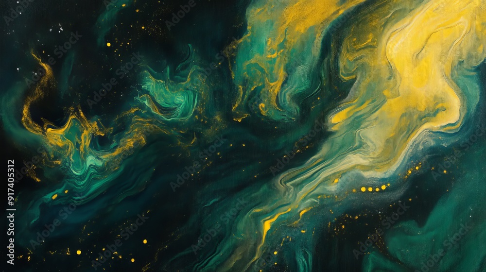 Abstract green and yellow swirling colors on Abstract green and yellow swirling colors on