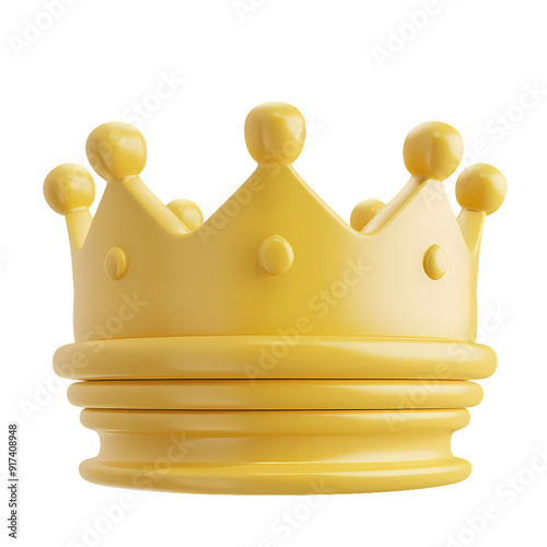 Yellow gold king crown 3d icon clip art