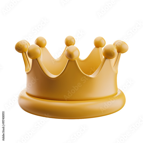 Yellow gold king crown 3d icon clip art