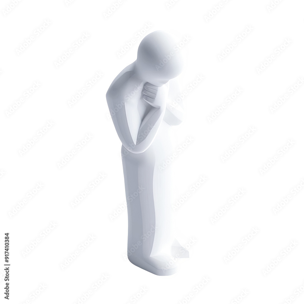 3D Render Abstract White Figure With Hands Folded Thinking Isolated On Black Background Minimalist Modern Sculpture Art Concept Design Element For Grief Loss And Loneliness 3D Render Abstract White Figure With Hands Folded Thinking Isolated On Black Background Minimalist Modern Sculpture Art Concept Design Element For Grief Loss And Loneliness