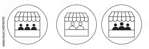 
 Save to Library
 Download Preview Preview Crop
 Find Similar
 
File #:  727000777
Transparent PNG available
Sales booth icon set. promo information stall with man line or flat sign. show ticket wind