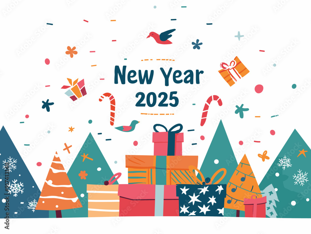 Happy New Year 2025. Vector greeting card Happy New Year 2025. Vector greeting card