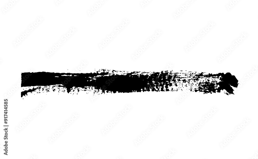 Black ink paint vector brush strokes. Thick dirty distress texture. Grunge rough paint brushes. touch material, dirty splash, handwritten texture simple stripes.