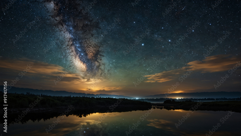 Fototapeta premium A beautiful view of galaxy at night 