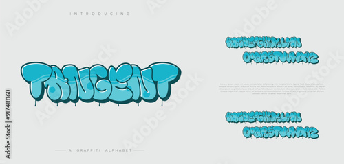 Modern graffiti font effect with highlight and shadow, youth style lettering font A to Z
