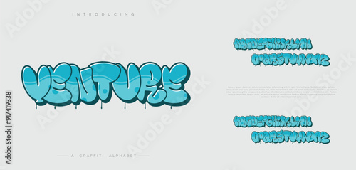 Modern graffiti font effect with highlight and shadow, youth style lettering font A to Z