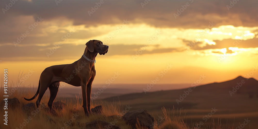 Great Dane Standing on Hilltop Great Dane Standing on Hilltop