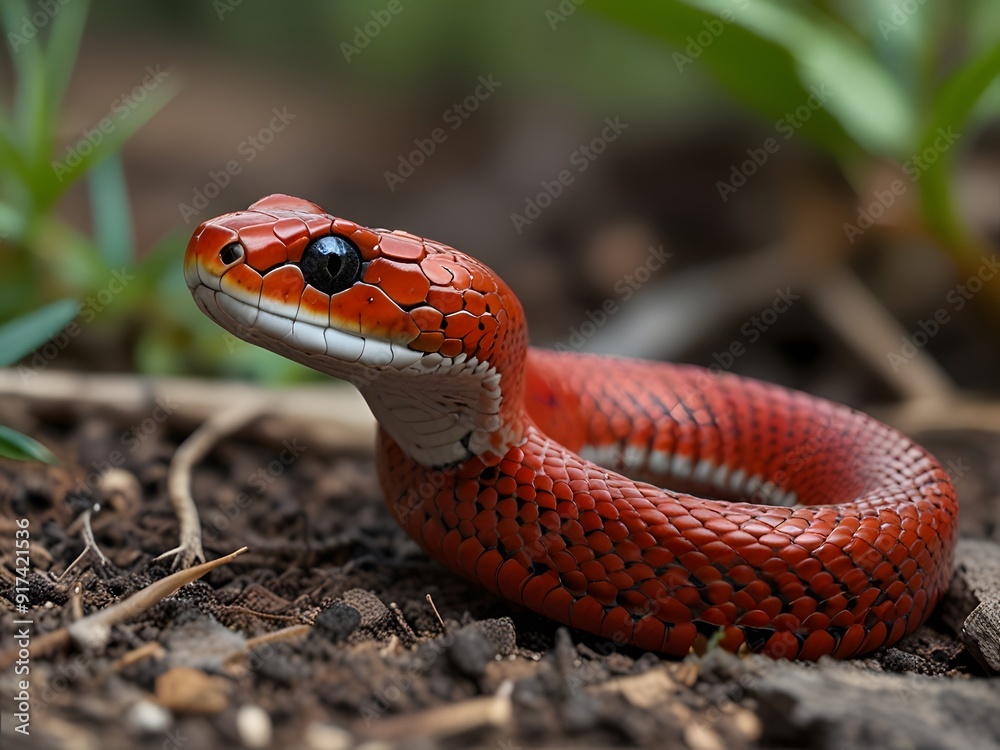 red snake in the grass