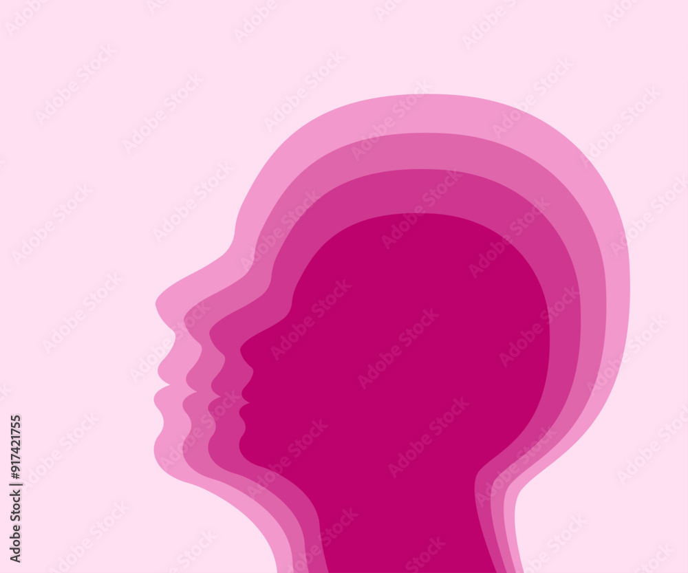 Layers of head. Paper cut out. Flat design. Banner. Place for text Layers of head. Paper cut out. Flat design. Banner. Place for text