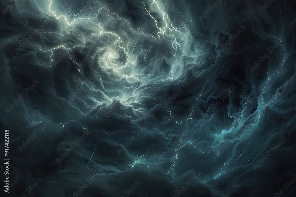 Abstract thunderstorm, swirling clouds and lightning bolts, dark tones with bright flashes, dynamic and dramatic composition, evokes power and intensity, electric blue highlights Abstract thunderstorm, swirling clouds and lightning bolts, dark tones with bright flashes, dynamic and dramatic composition, evokes power and intensity, electric blue highlights