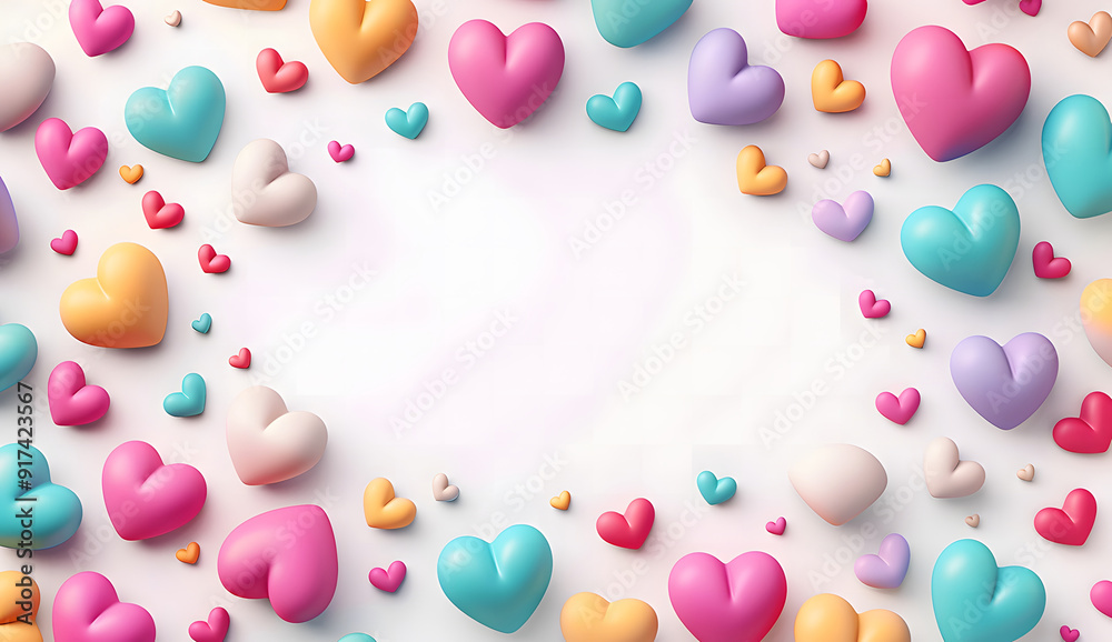Multicolored Heart background. Valentine background design.3D Render design Multicolored Heart background. Valentine background design.3D Render design