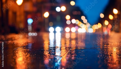 City lights out of focus background