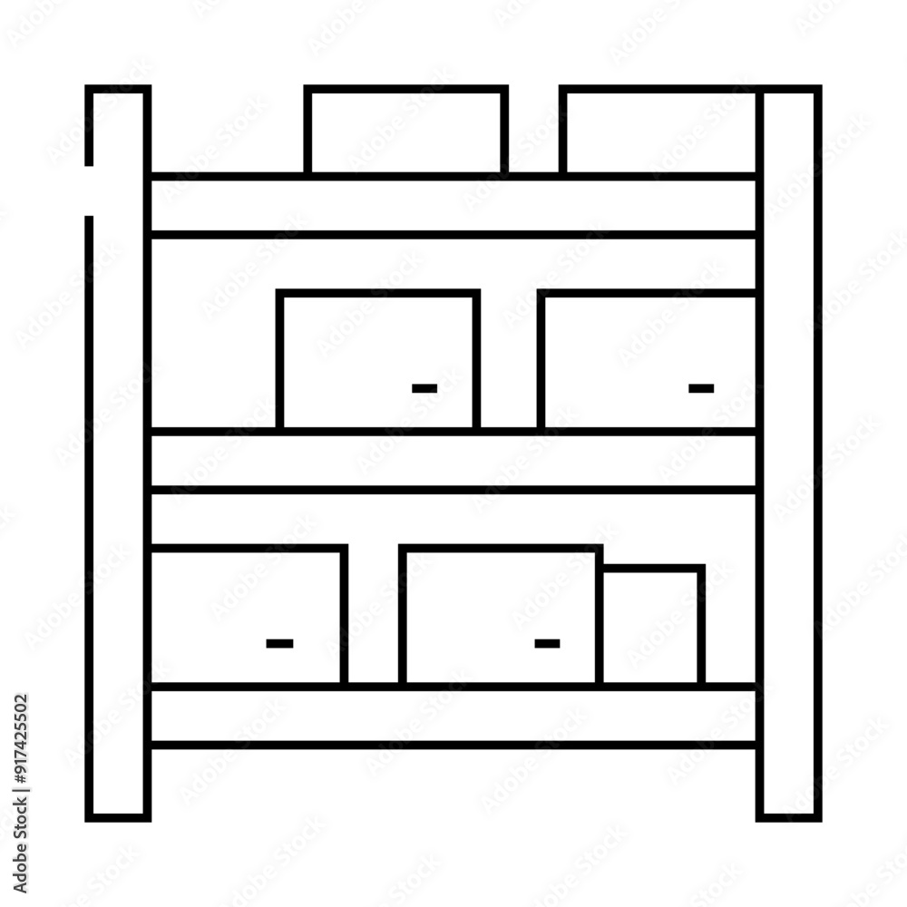 warehouse furniture line icon vector. warehouse furniture sign. isolated contour symbol black illustration warehouse furniture line icon vector. warehouse furniture sign. isolated contour symbol black illustration