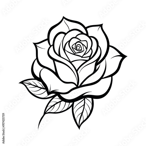 Rose flower silhouette icon with a white background.