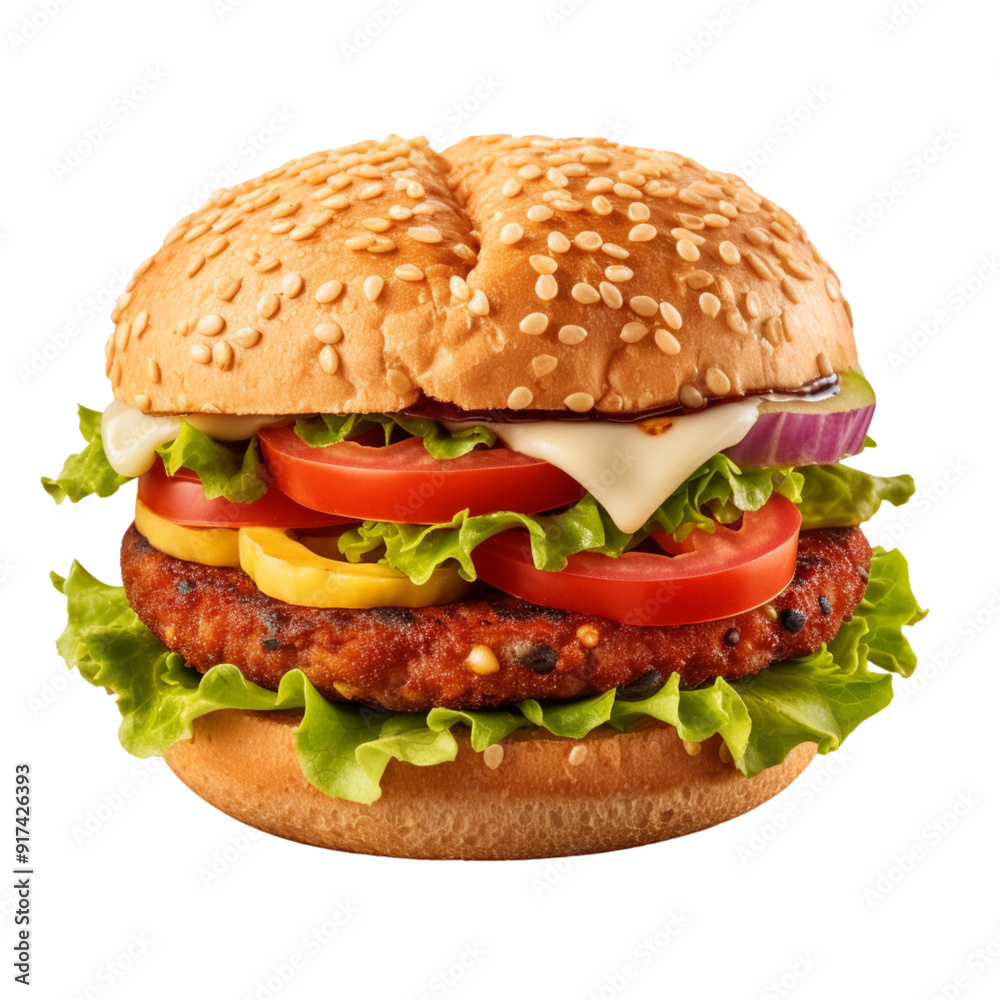 Fresh beef burger isolated on transparent background
Fresh beef burger isolated on transparent background