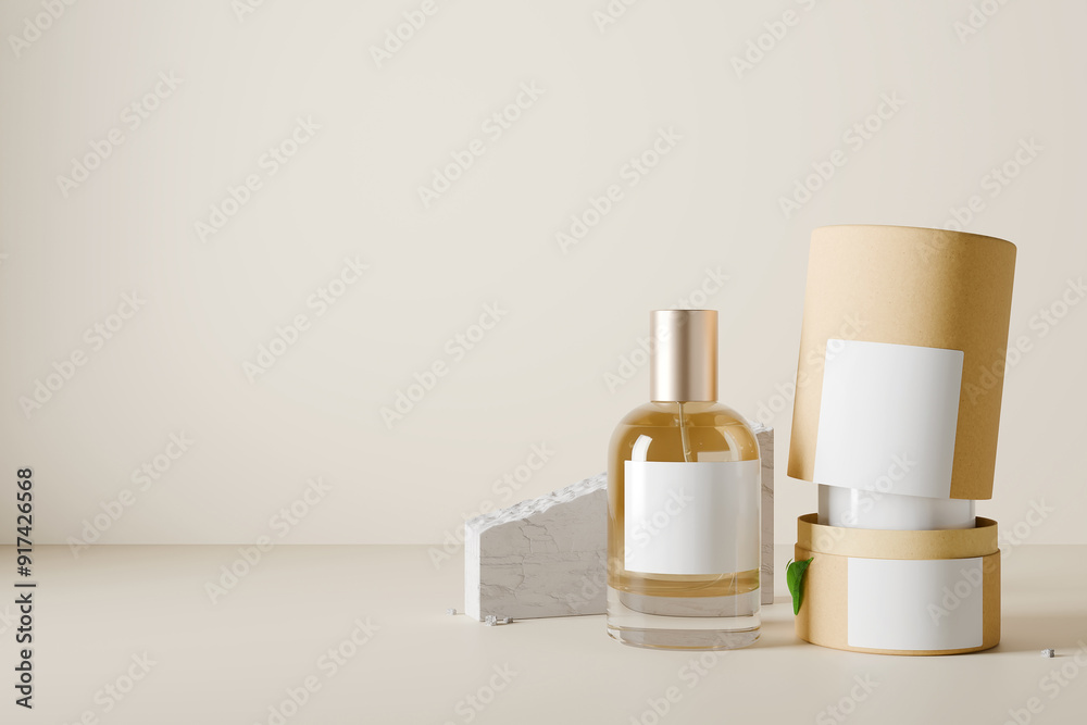 Luxe perfume on a light background, 3d render Luxe perfume on a light background, 3d render