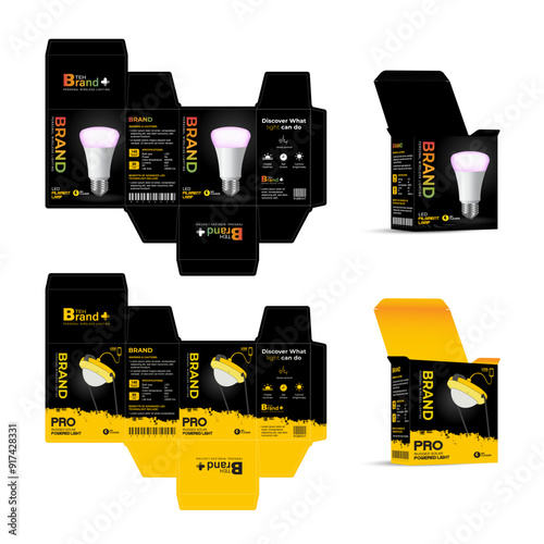 Printable Packaging Box and LED Bulb Concept Design with Separate Layer Organized