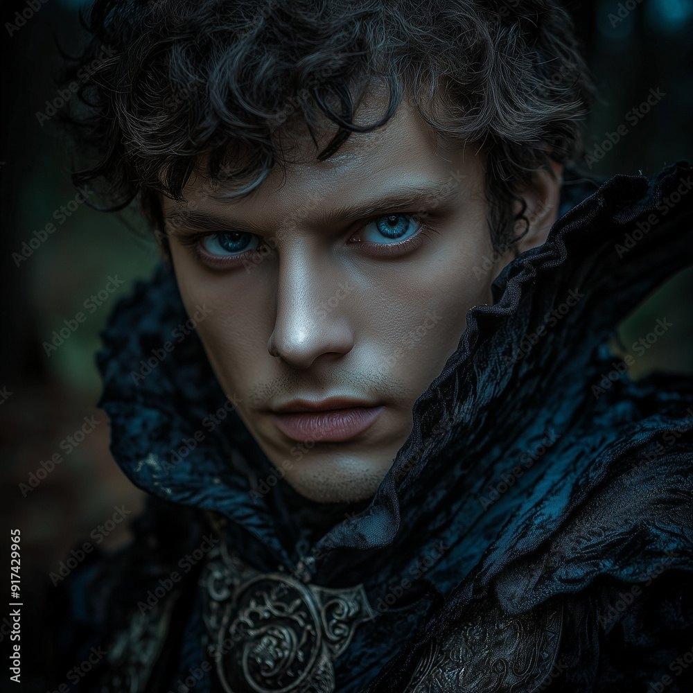 blue-eyed man in fantasy attire blue-eyed man in fantasy attire
