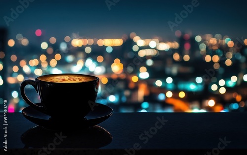 cup of coffee with lights photo