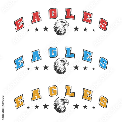 Eagles Illustration Clip Art Design Shape. Mascot Silhouette Icon Vector.