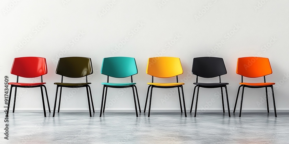 Colorful Chairs Against White Wall Colorful Chairs Against White Wall