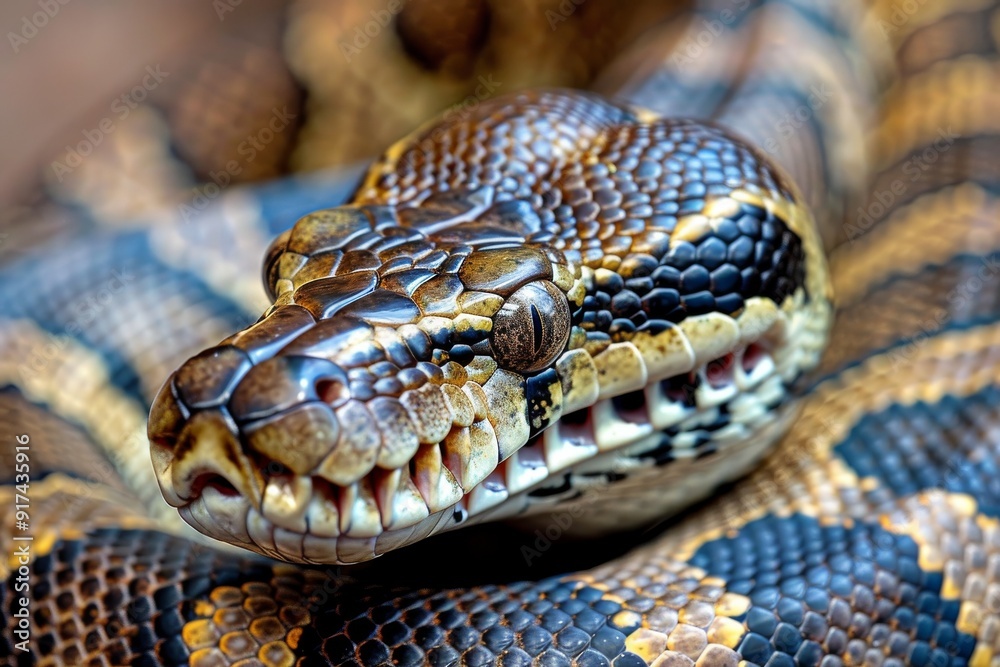 Close-up of a python. Snake isolated on a blurred background. Snake head and eyes.. Beautiful simple AI generated image in 4K, unique. Close-up of a python. Snake isolated on a blurred background. Snake head and eyes.. Beautiful simple AI generated image in 4K, unique.