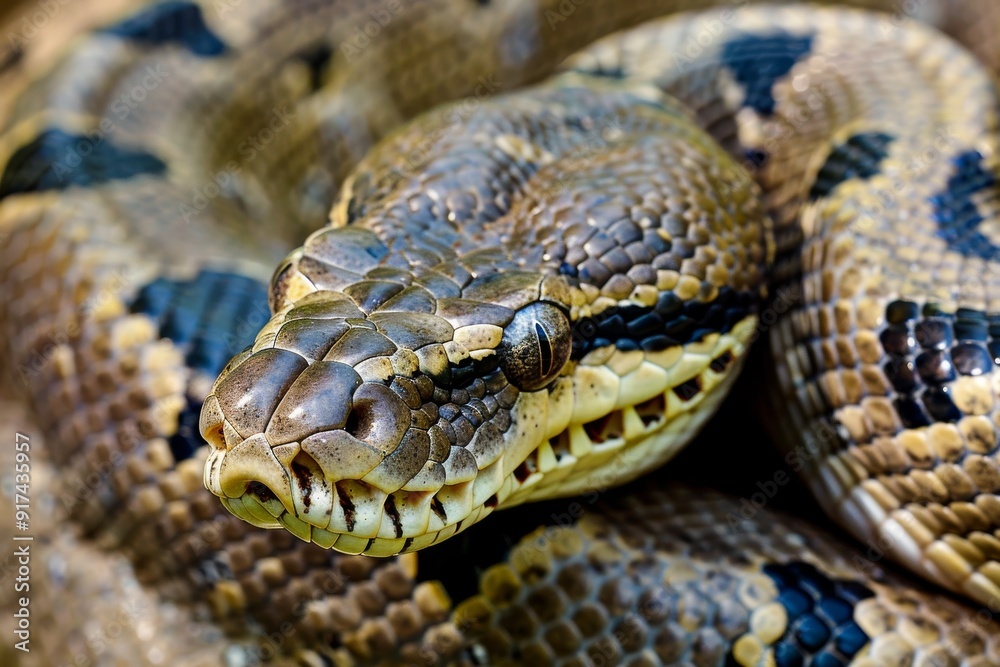 Close-up of a python. Snake isolated on a blurred background. Snake head and eyes.. Beautiful simple AI generated image in 4K, unique. Close-up of a python. Snake isolated on a blurred background. Snake head and eyes.. Beautiful simple AI generated image in 4K, unique.