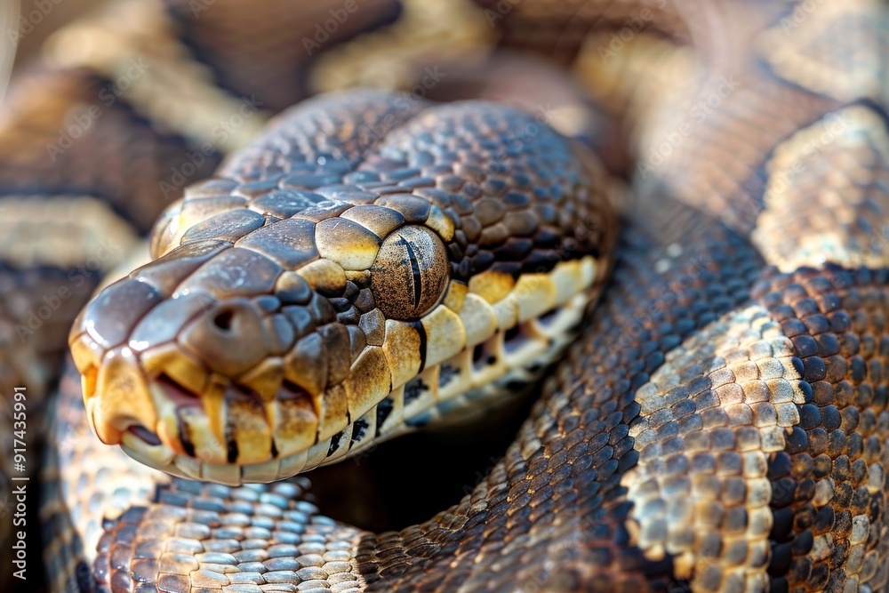 Close-up of a python. Snake isolated on a blurred background. Snake head and eyes.. Beautiful simple AI generated image in 4K, unique. Close-up of a python. Snake isolated on a blurred background. Snake head and eyes.. Beautiful simple AI generated image in 4K, unique.