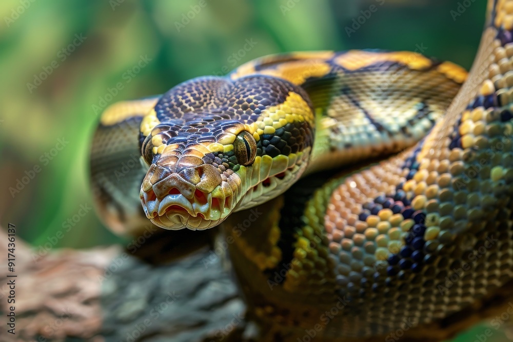 Python snake reptile close-up macro portrait on black. Beautiful simple AI generated image in 4K, unique. Python snake reptile close-up macro portrait on black. Beautiful simple AI generated image in 4K, unique.
