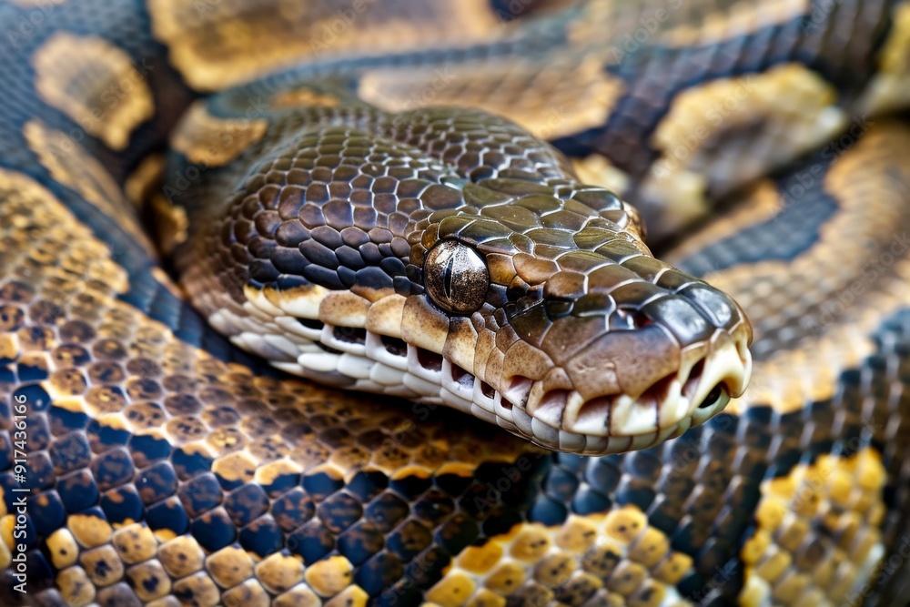 Big multi-colored python snake crawling on the ground. Beautiful simple AI generated image in 4K, unique. Big multi-colored python snake crawling on the ground. Beautiful simple AI generated image in 4K, unique.
