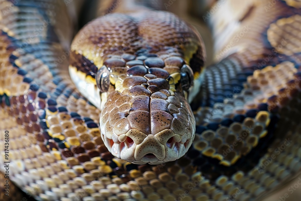 Close-up of a python. Snake isolated on a blurred background. Snake head and eyes.. Beautiful simple AI generated image in 4K, unique. Close-up of a python. Snake isolated on a blurred background. Snake head and eyes.. Beautiful simple AI generated image in 4K, unique.
