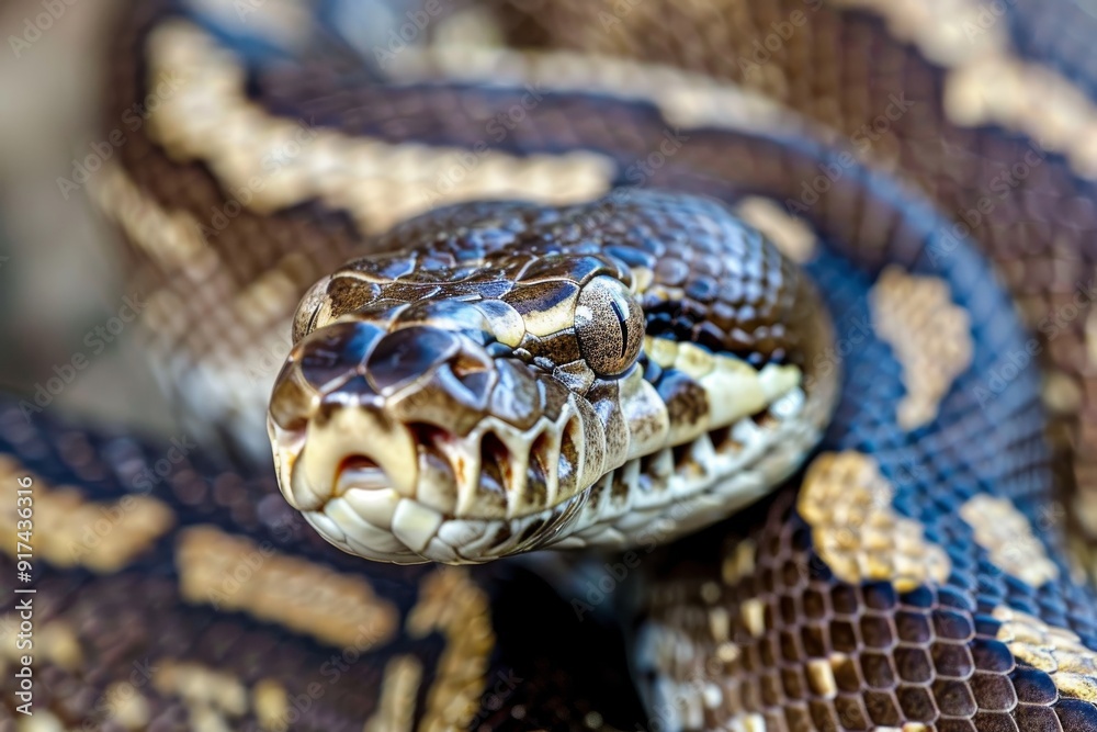 Python snake reptile close-up macro portrait on black. Beautiful simple AI generated image in 4K, unique. Python snake reptile close-up macro portrait on black. Beautiful simple AI generated image in 4K, unique.