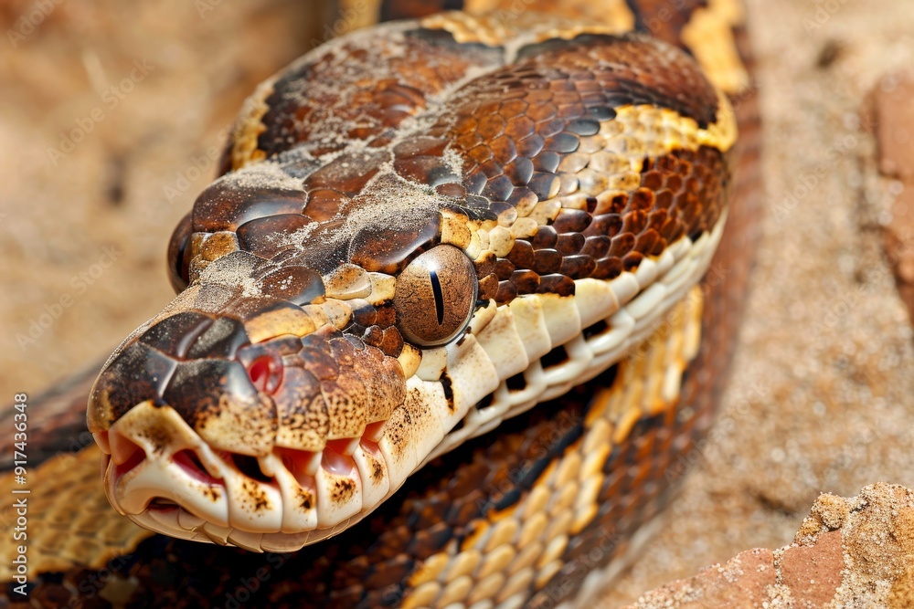 Close-up of a python. Snake isolated on a blurred background. Snake head and eyes.. Beautiful simple AI generated image in 4K, unique. Close-up of a python. Snake isolated on a blurred background. Snake head and eyes.. Beautiful simple AI generated image in 4K, unique.