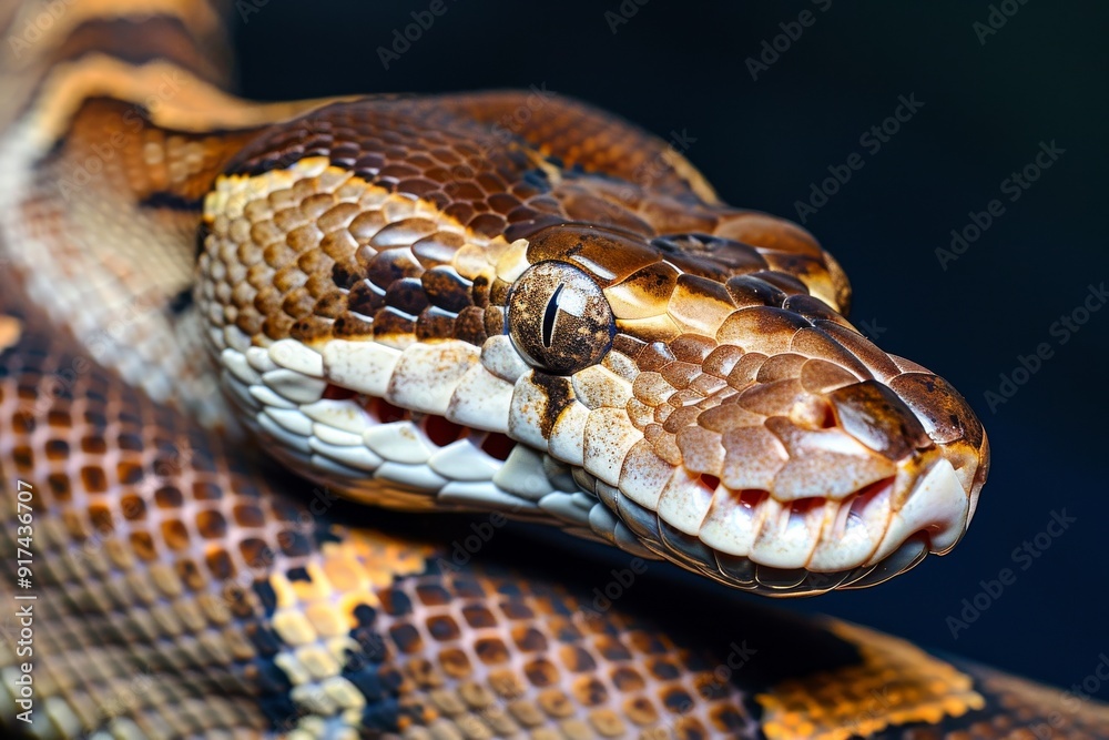 Close-up of a python. Snake isolated on a blurred background. Snake head and eyes.. Beautiful simple AI generated image in 4K, unique. Close-up of a python. Snake isolated on a blurred background. Snake head and eyes.. Beautiful simple AI generated image in 4K, unique.