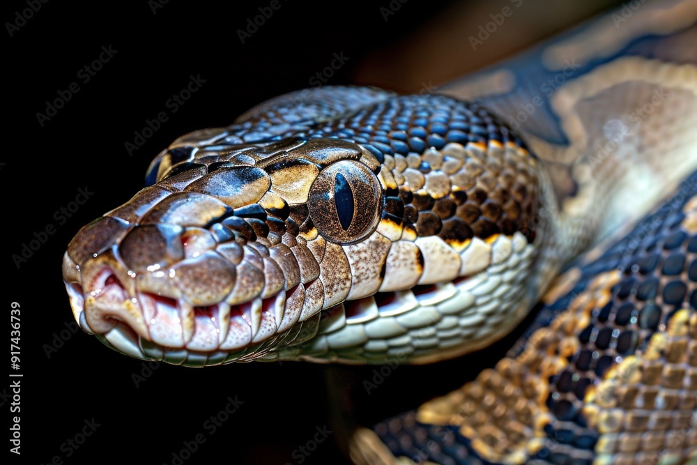Close-up of a python. Snake isolated on a blurred background. Snake head and eyes.. Beautiful simple AI generated image in 4K, unique. Close-up of a python. Snake isolated on a blurred background. Snake head and eyes.. Beautiful simple AI generated image in 4K, unique.