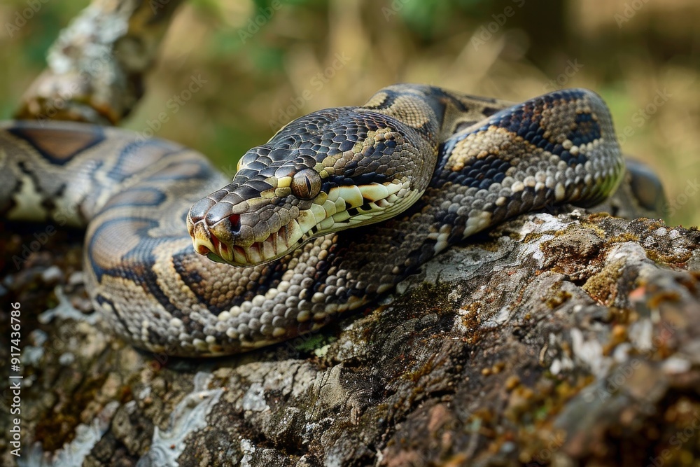 Close-up of a python. Snake isolated on a blurred background. Snake head and eyes.. Beautiful simple AI generated image in 4K, unique. Close-up of a python. Snake isolated on a blurred background. Snake head and eyes.. Beautiful simple AI generated image in 4K, unique.