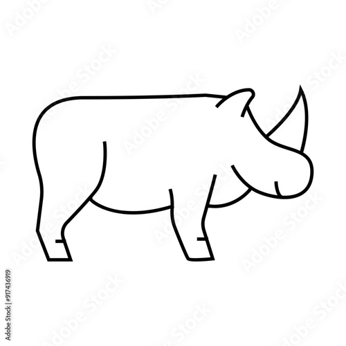 rhinoceros animal line icon vector. rhinoceros animal sign. isolated contour symbol black illustration