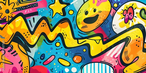 psychedelic art vibrant Whimsy Playful graffiti Concept Art colorful background cartoon wallpaper