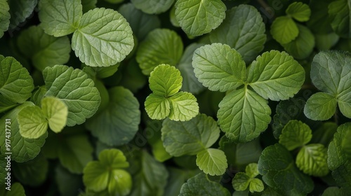 Close-Up of Fresh Green Mint Leaves in Natural Light