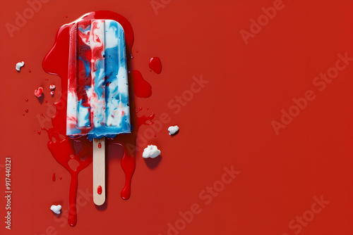 Red, Blue and White Ice Cream with copy space