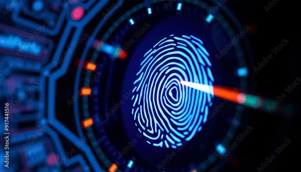 Fototapeta premium Fingerprint Scanner Security System.