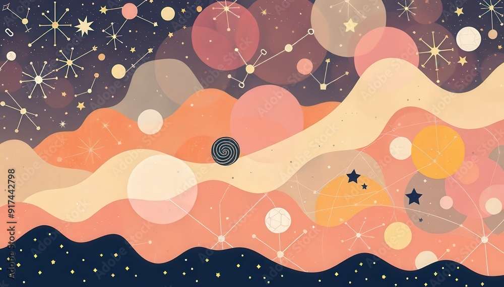 Abstract Cosmic Landscape With Stars And Planets. Abstract Cosmic Landscape With Stars And Planets.