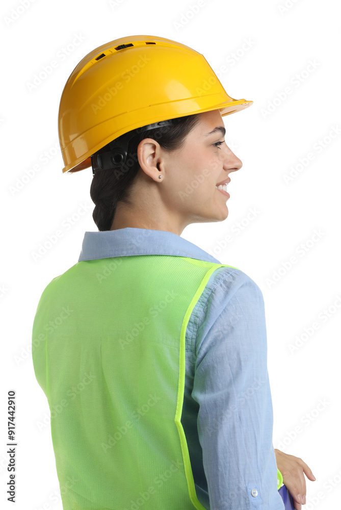 Engineer in hard hat on white background Engineer in hard hat on white background