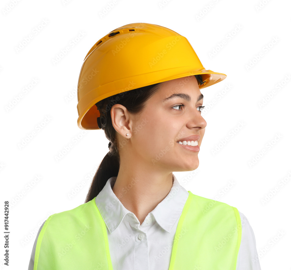 Engineer in hard hat on white background Engineer in hard hat on white background