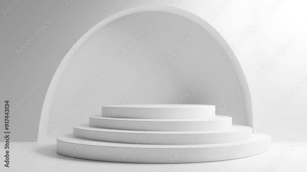White Platform with Curved Archway Background