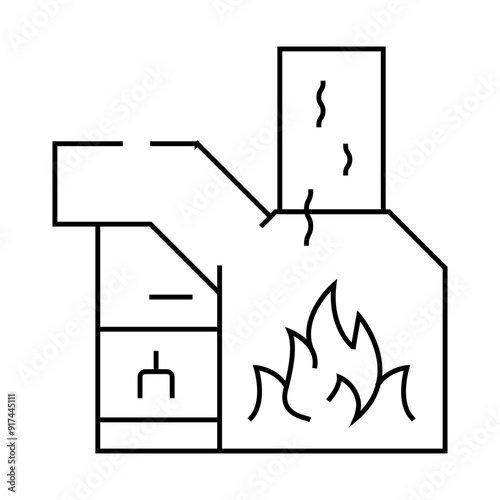 burning waste line icon vector. burning waste sign. isolated contour symbol black illustration