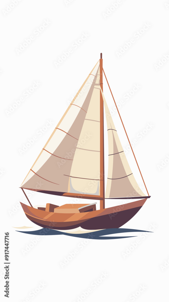 Sailboat on white background. Vector illustration in cartoon style. Sailboat on white background. Vector illustration in cartoon style.