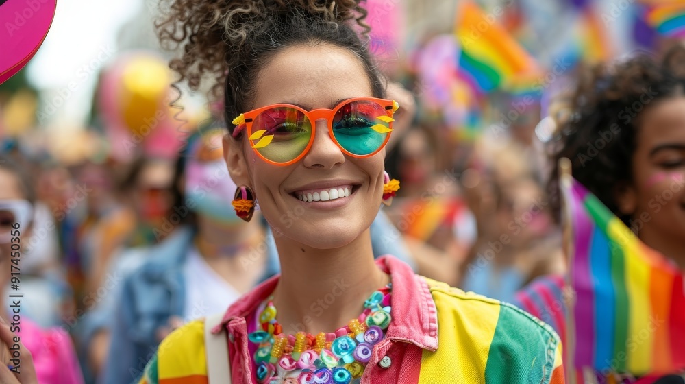 Lively parade showcasing equality emblems with copy space and deep depth of field. Lively parade showcasing equality emblems with copy space and deep depth of field.