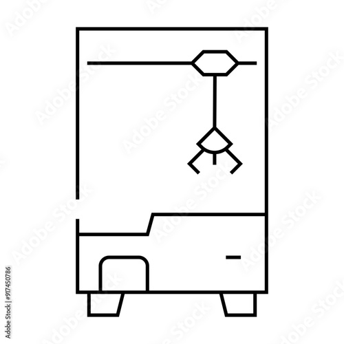 play toy machine with crane line icon vector. play toy machine with crane sign. isolated contour symbol black illustration