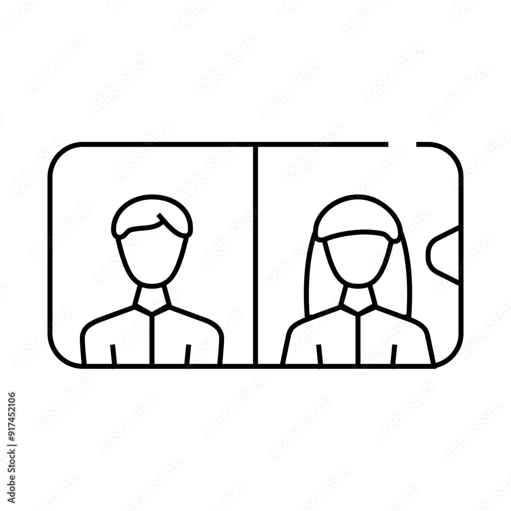 conference via mobile line icon vector. conference via mobile sign. isolated contour symbol black illustration conference via mobile line icon vector. conference via mobile sign. isolated contour symbol black illustration